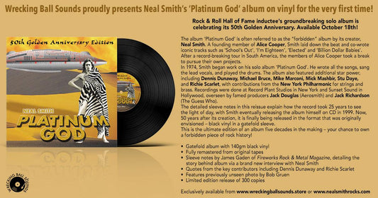 Neal Smith - Platinum God 50th Golden Anniversary Edition Vinyl - release date Oct 18th pre-order